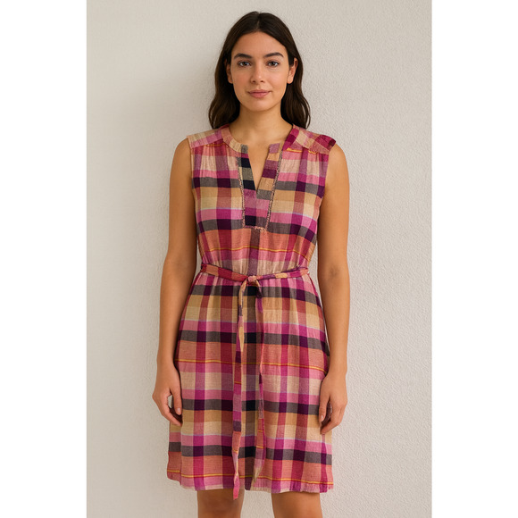 Tommy Bahama Women’s Sleeveless Plaid Dress with Belt – Size M – 38” Long - Picture 1 of 4
